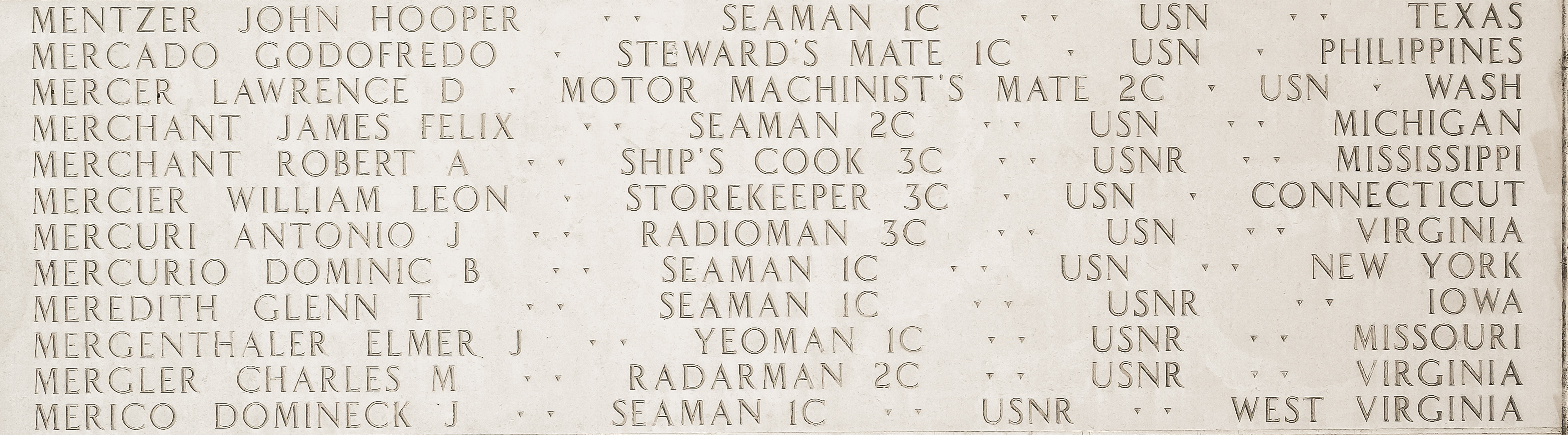 Charles M. Mergler, Radarman Second Class